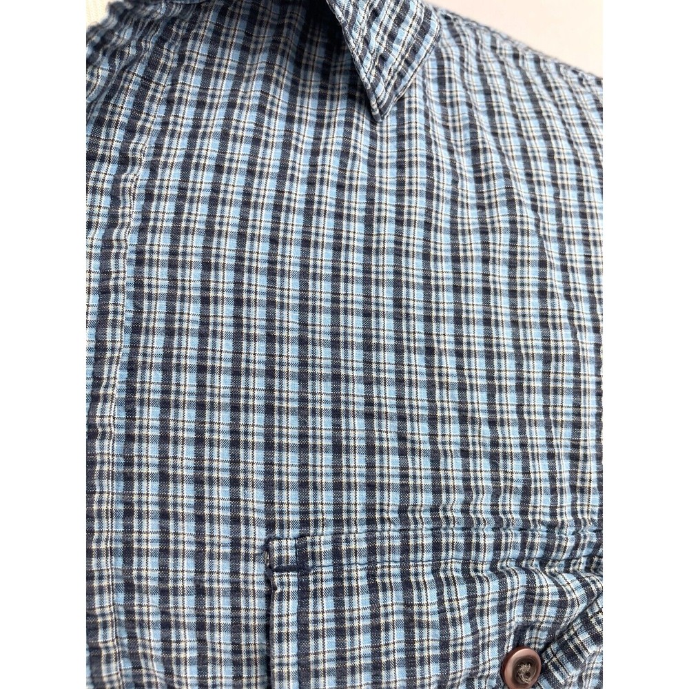 Eddie Bauer Men Medium Blue Short Sleeve Shirt Button Down Cotton Relaxed Fit - Picture 2 of 7